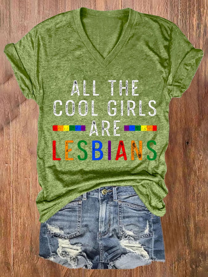 Women's Pride Month Printed V Neck Short Sleeve T-Shirt