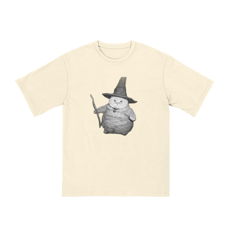 Unisex Wizard Cat Print T-shirt
