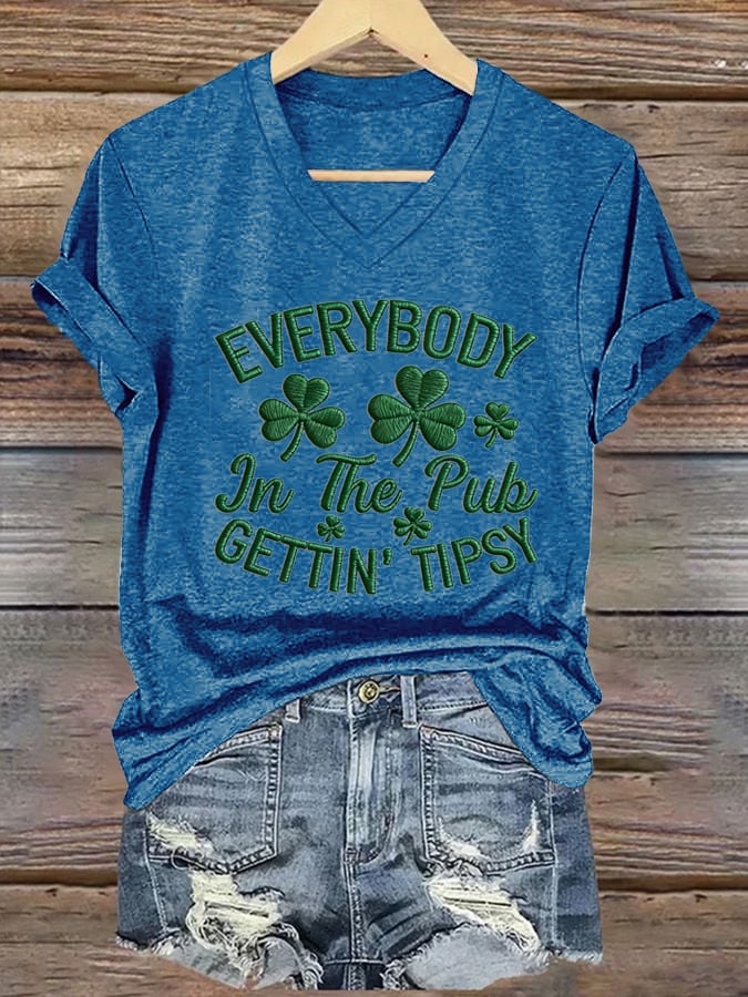 Women's Everybody In The Pub Getting Tipsy Print Casual T-Shirt