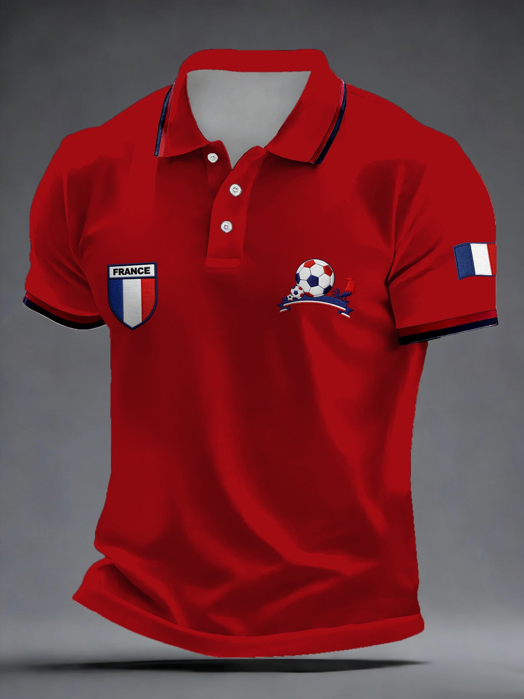 Men's French Football Fans Print Polo Shirt