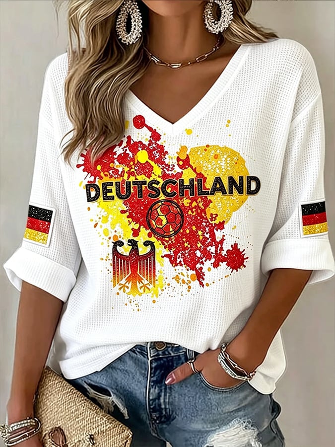 Lässiges Damen-T-Shirt mit deutschem Fußball-Print