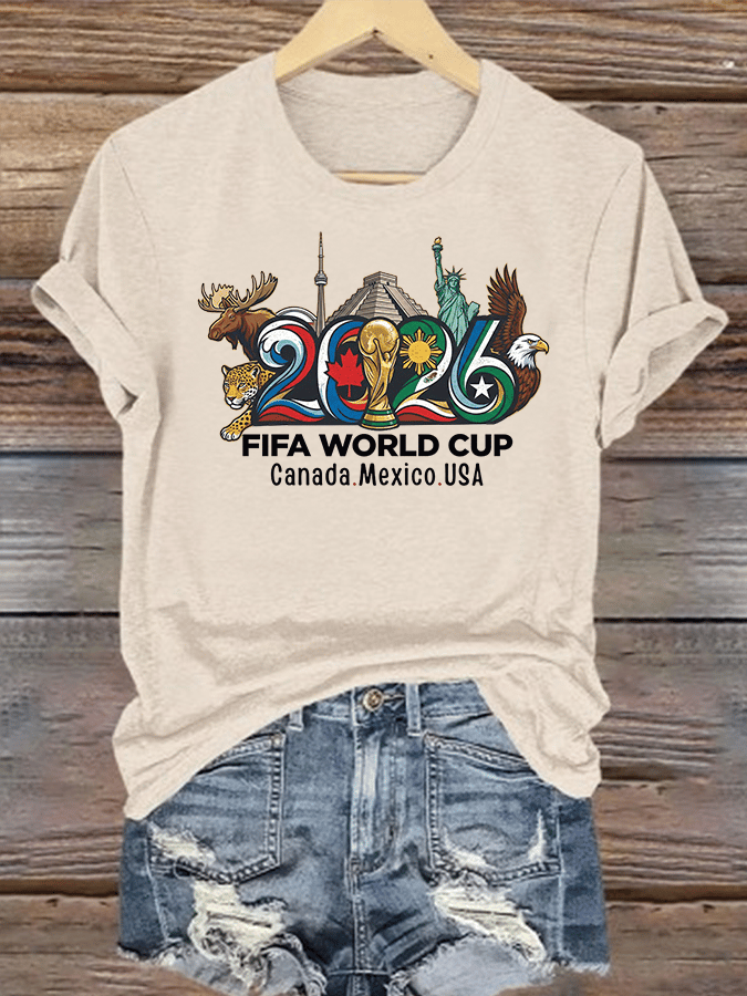 Women's  2026 Canada Mexico Usa Football T-shirt