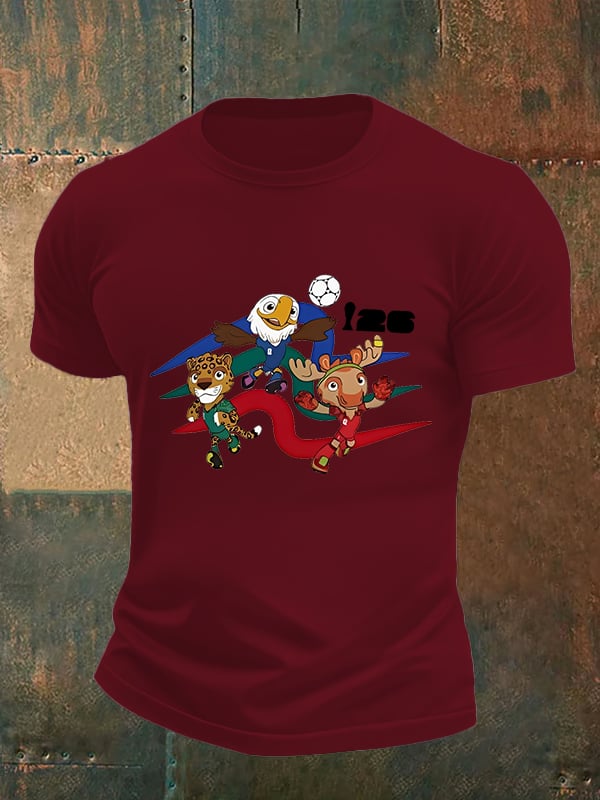 Men's  2026 World Cup Soccer Mascot printed  T-shirt