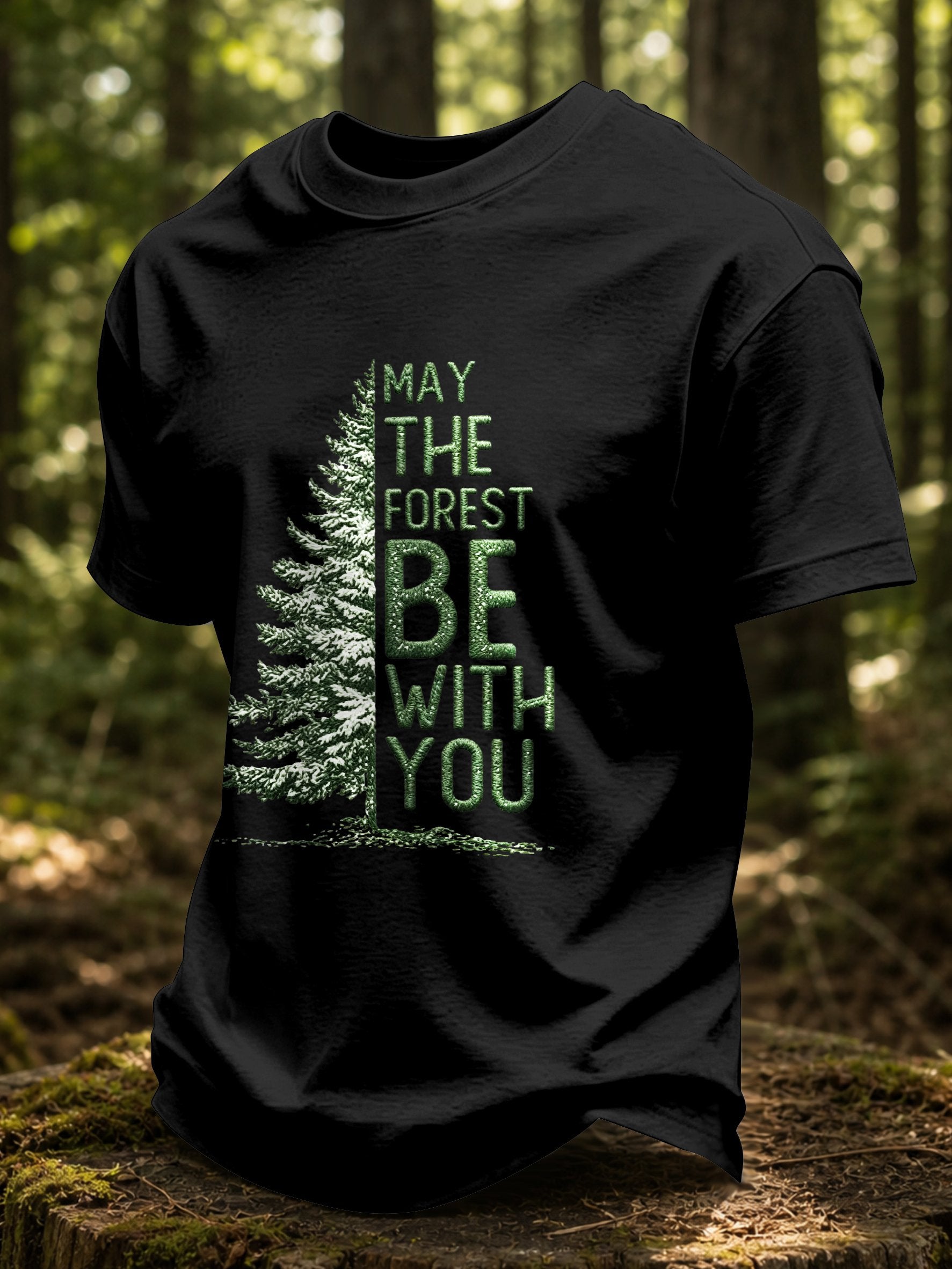Men's May The Forest Be With You Printed Casual T-Shirt