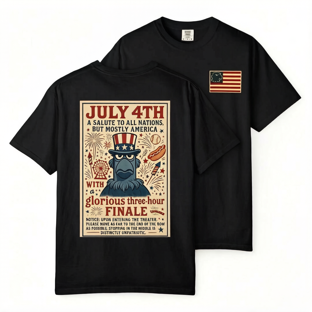 Unisex Patriotic Eagle July 4th Fireworks Celebration Casual Cotton Fabric T-Shirt