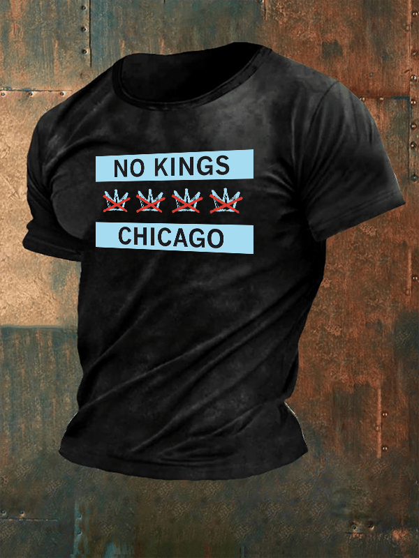 🔥Buy 3 Get 15% Off🔥Men's  No Kings Chicago Flag Print  T-Shirt