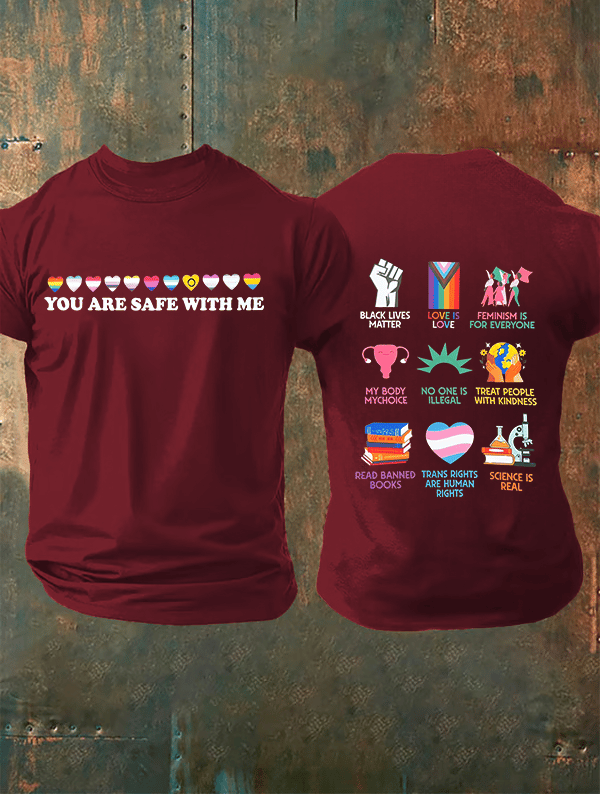 Men's  You are safe with me  Printed  T-Shirt