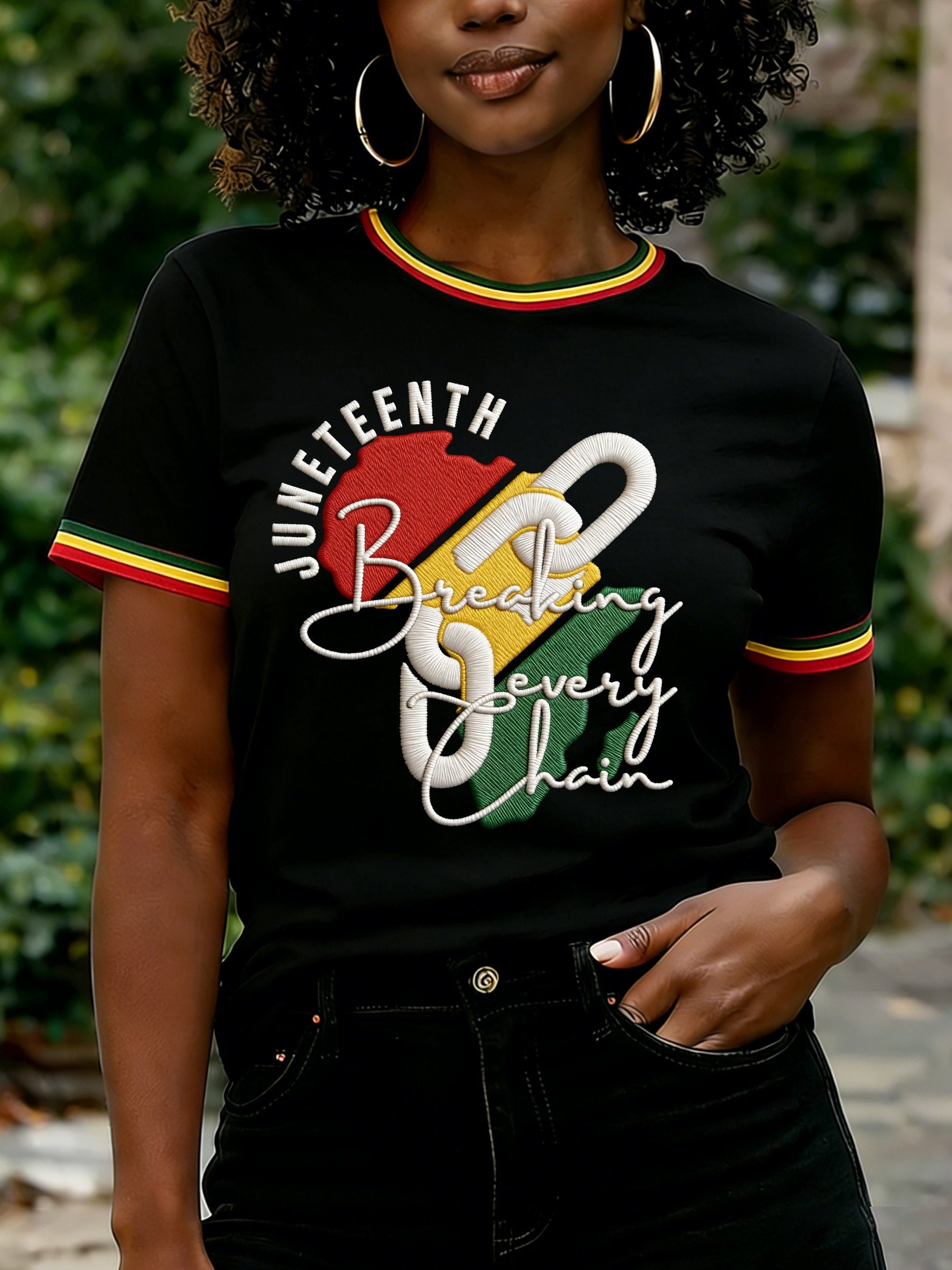 Women's Juneteenth Breaking Every Chain Print Casual T-shirt
