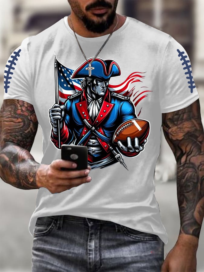 Men's Football Print Casual T-shirt