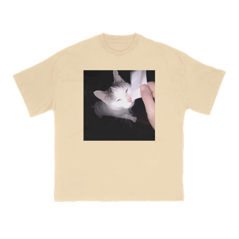 Unisex Provocative Cat Print T-shirt