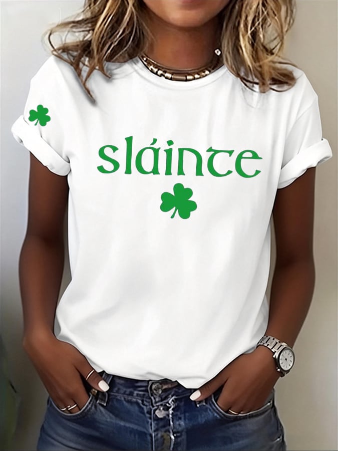 Women's St. Patrick's Day Slainte Print T-shirt