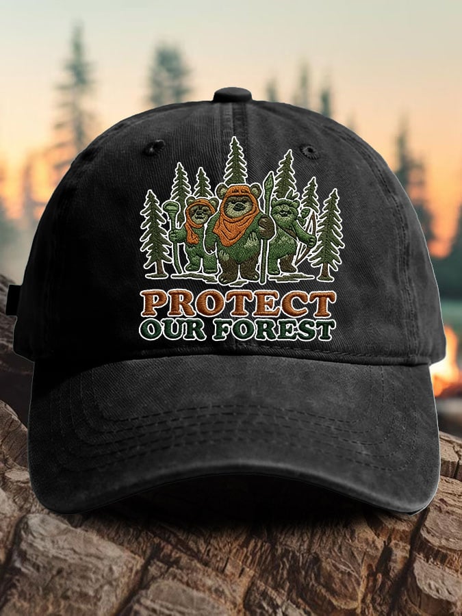 Retro Protect Our Forest Print Baseball Cap