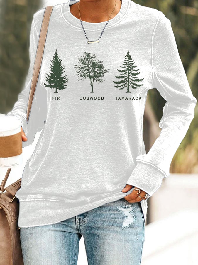 Women's Fashion Casual Retro FDT Tree Sweatshirt