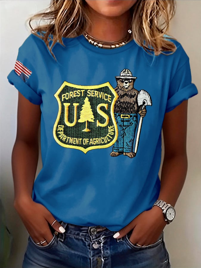 Retro Save The Forest Service Print T-Shirt