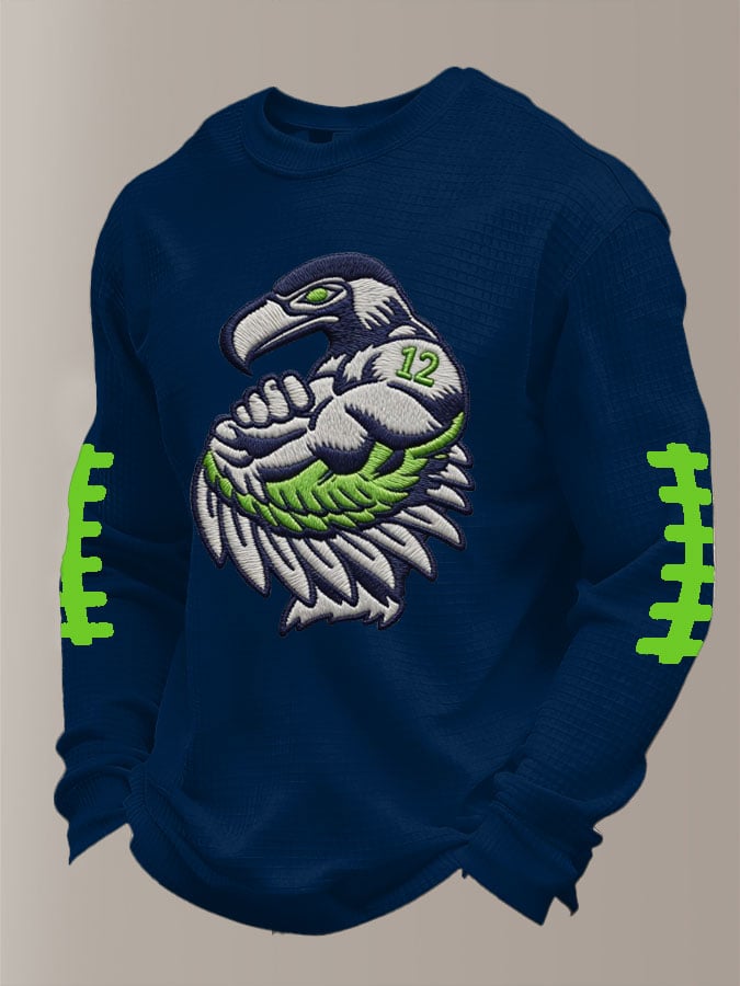 Men's Football Waffle Fabric Long-sleeved T-shirt