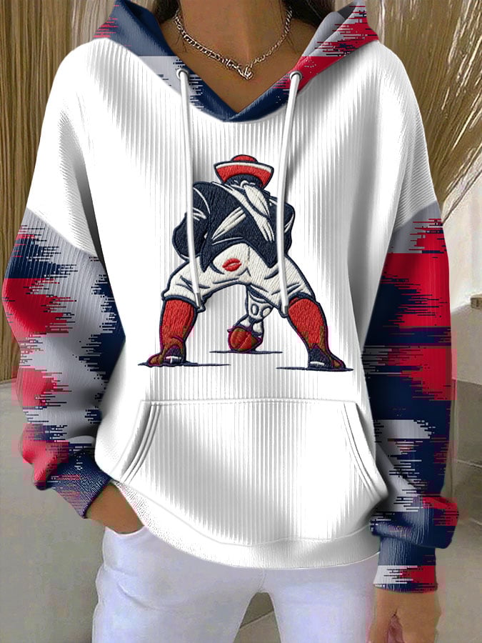 Women's Football Print Casual Hoodie