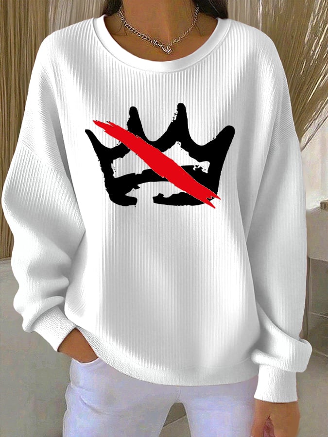 🔥Buy 3 Get 15% Off🔥Women's No Kings Print Round Neck Sweatshirt