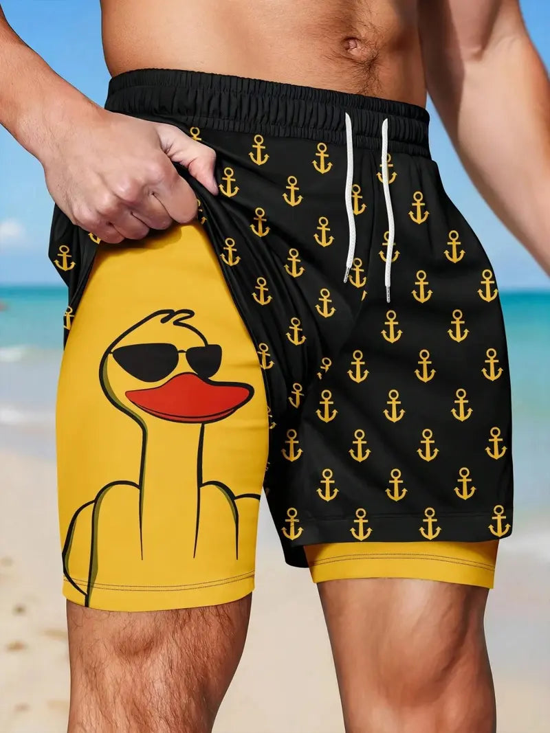 Men's 2-in-1 Quick-Dry Beach Shorts