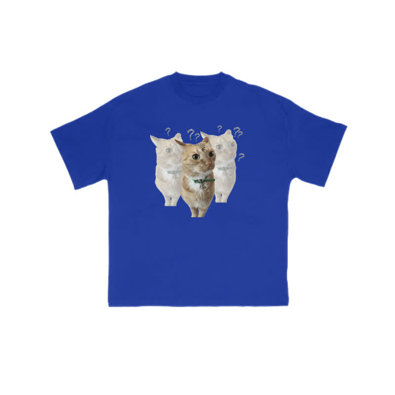 Unisex "Brain Is Loading" Fun Cat Pattern Print T-shirt