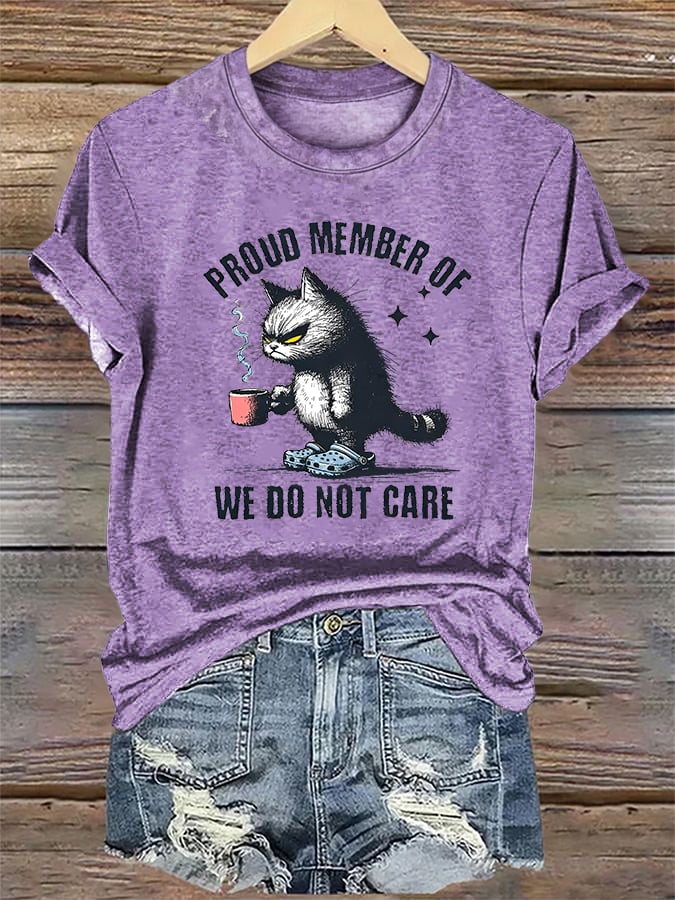 Women's Retro Funny Proud Member Of Club We Do Not Care Menopause Perimenopause Print  T-Shirt