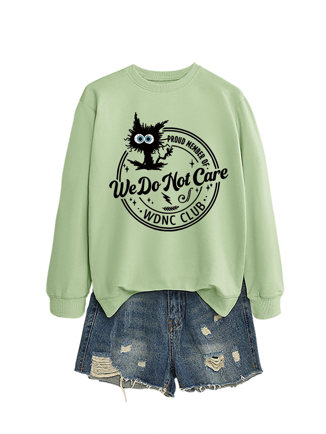 Retro-inspired fun, WDNC Club proud member, menopause-themed printed sweatshirt.