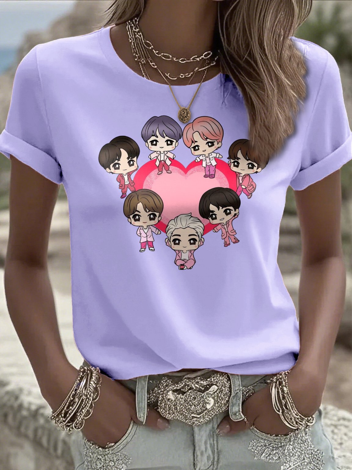 Women's K-pop Print Short-sleeved T-shirt
