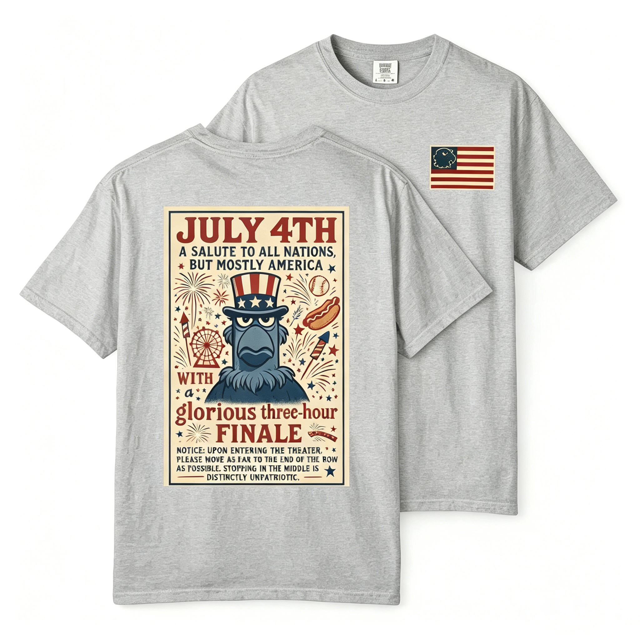 Unisex Patriotic Eagle July 4th Fireworks Celebration Casual Cotton Fabric T-Shirt