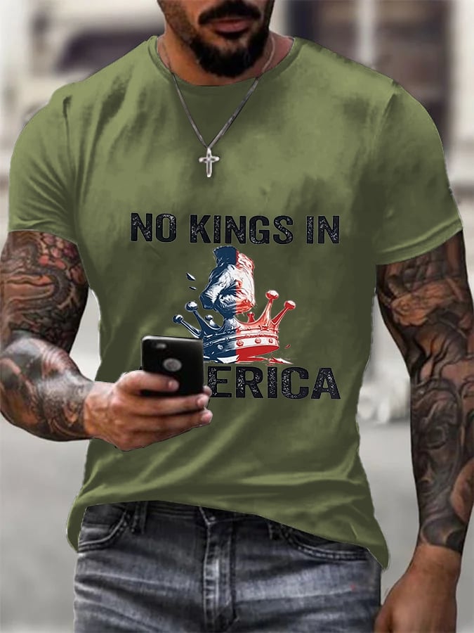 Men's  No Kings In America Print  T-shirt