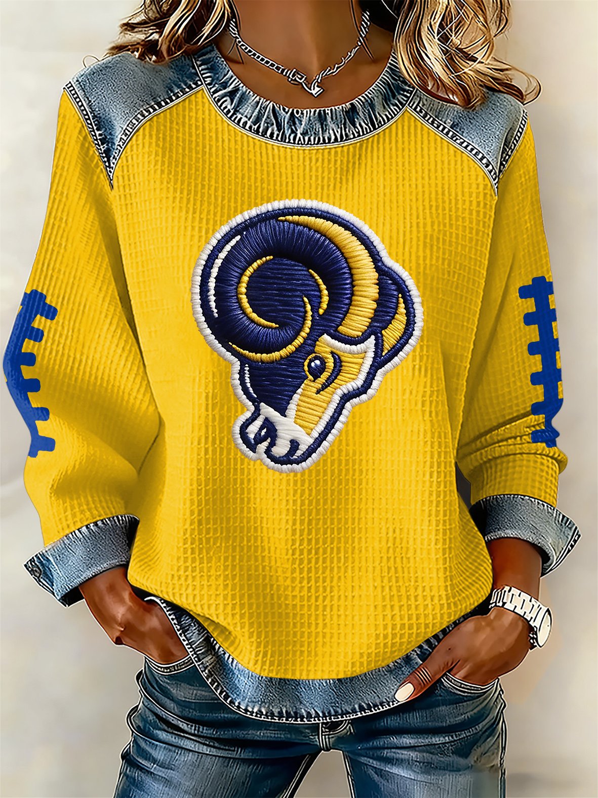 Women's rugby print long-sleeved sweatshirt