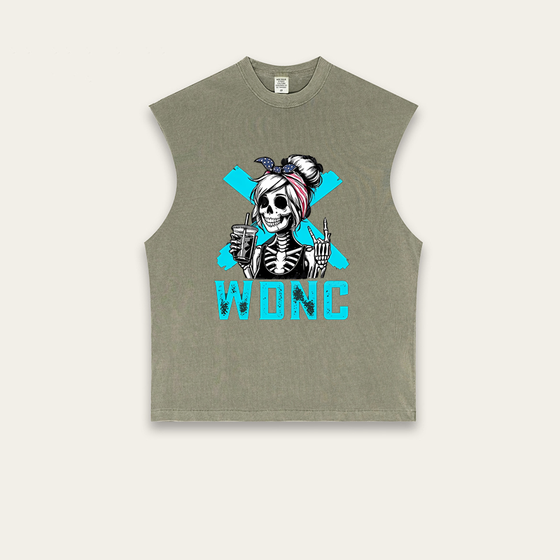 Retro and fun WDNC menopause/perimenopause printed sleeveless top