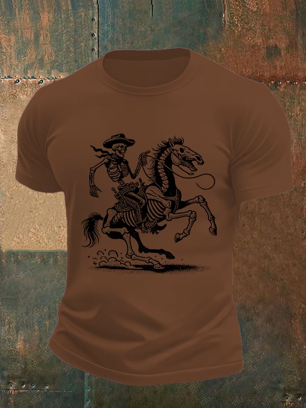 Men's Cowboy Skull FDT Print Casual T-shirt