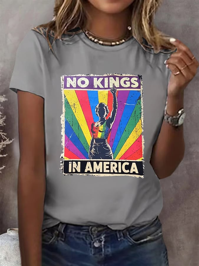 No Kings In America Print  T-shirt