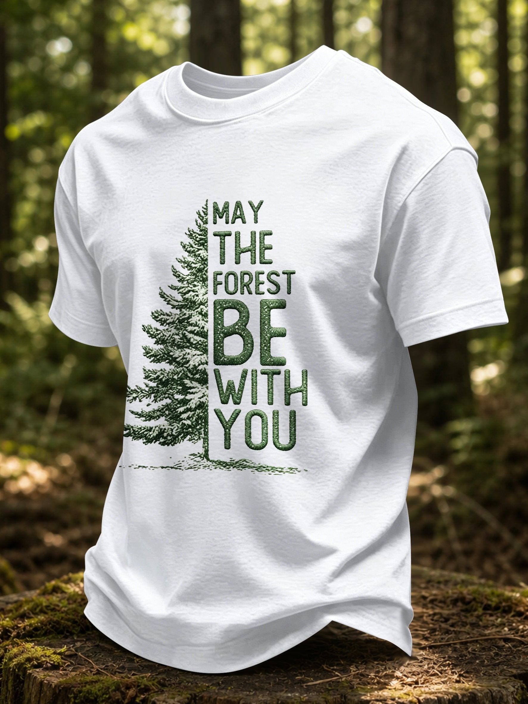 Men's May The Forest Be With You Printed Casual T-Shirt