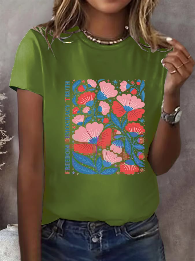 Women's Floral FDT Print  T-Shirt
