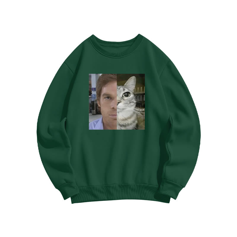 Unisex Patchwork Cat Print Sweatshirt