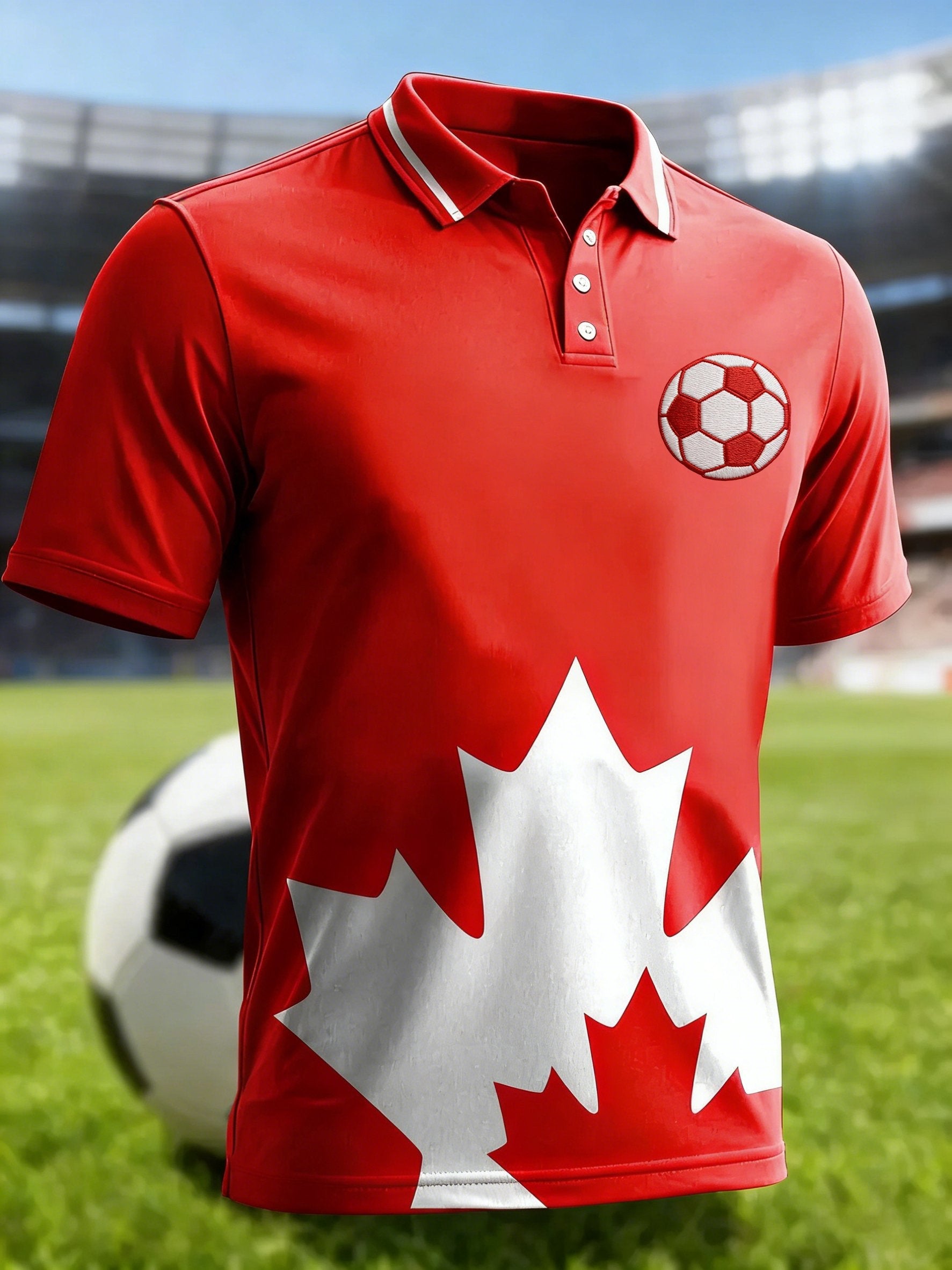 Men's Canada Soccer Print Polo Shirt