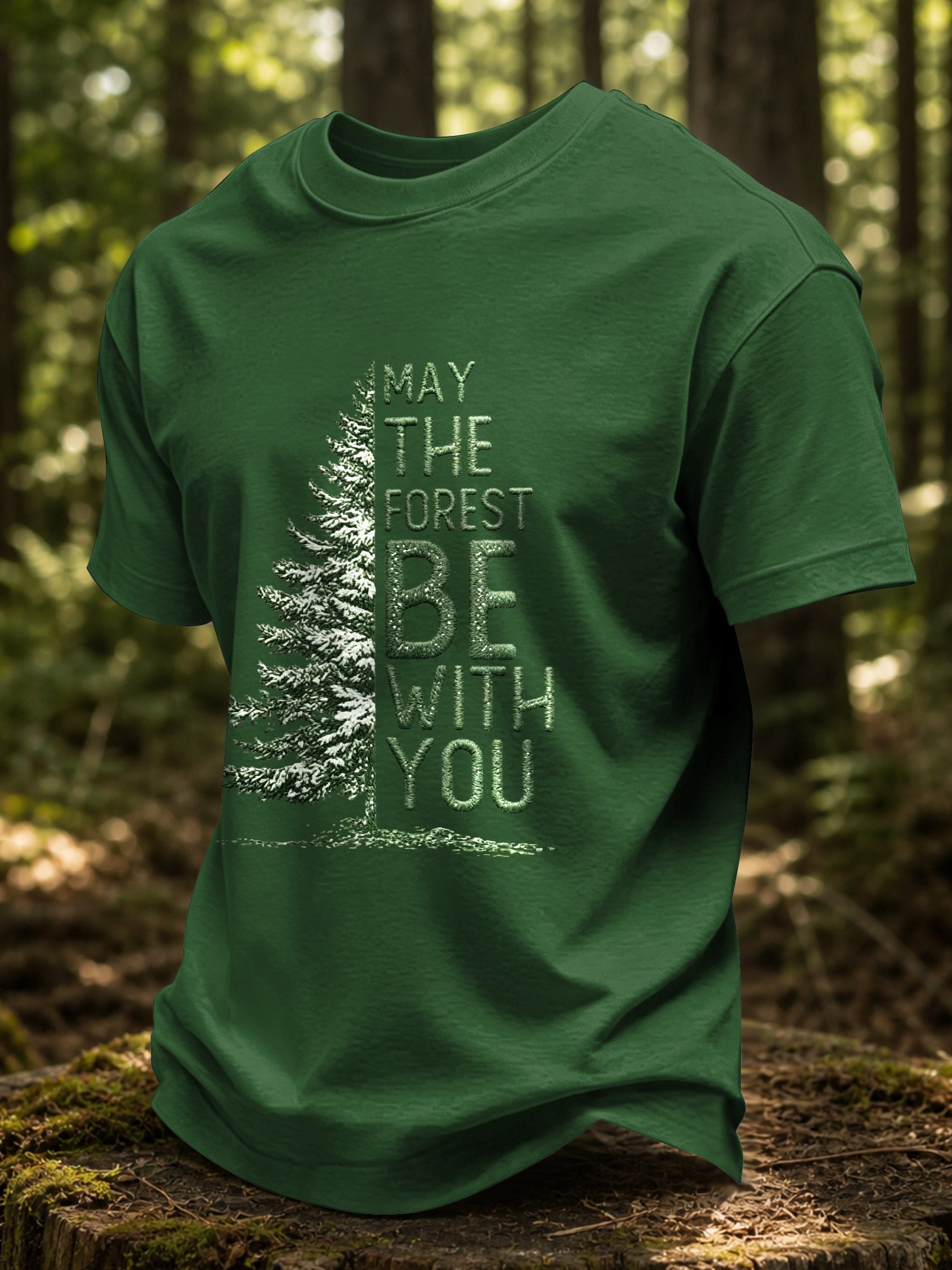 Men's May The Forest Be With You Printed Casual T-Shirt