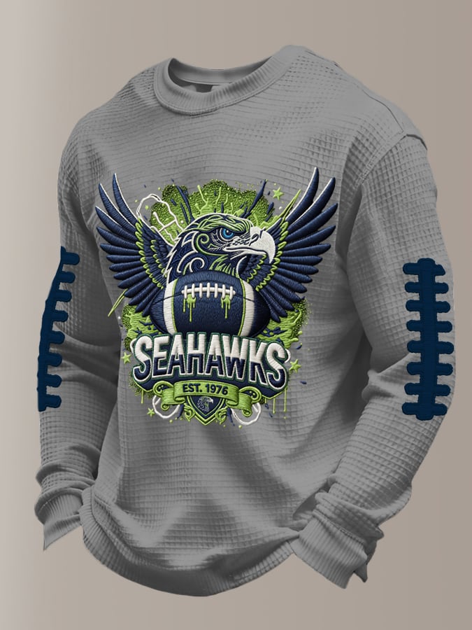 Men's Retro Football Print Casual Long-Sleeved Top