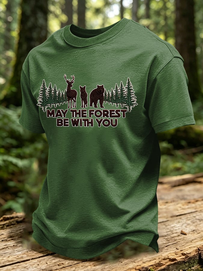 Men's May The Forest Be With You Printed Casual T-Shirt