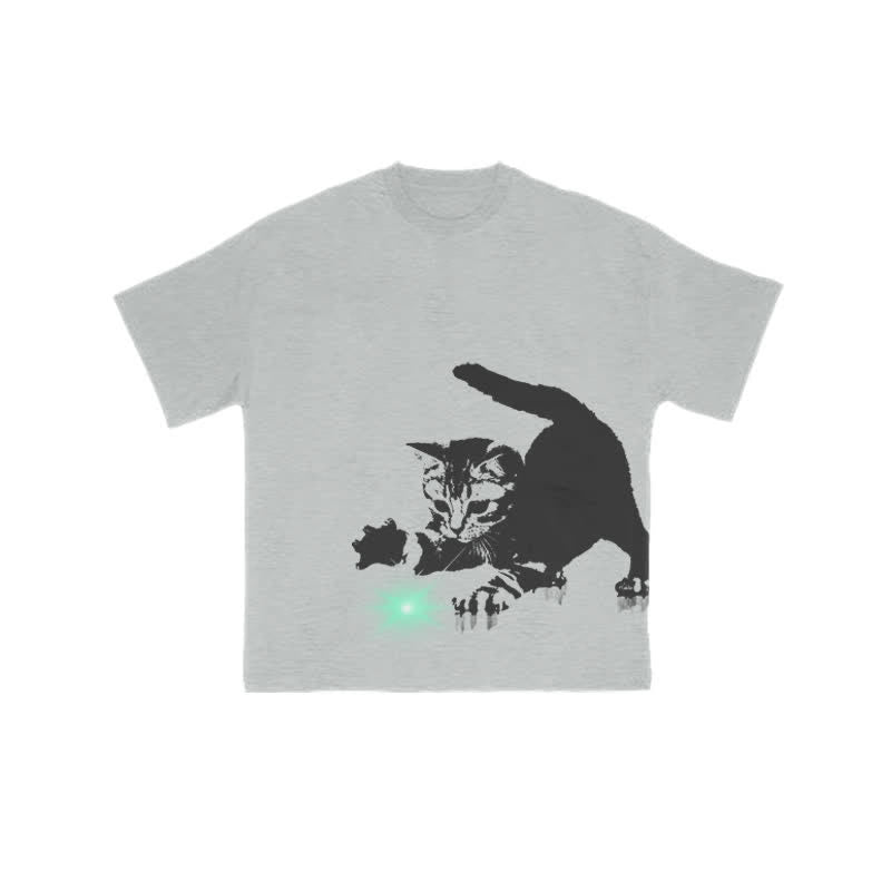 Unisex Playing Cat Art Print T-shirt