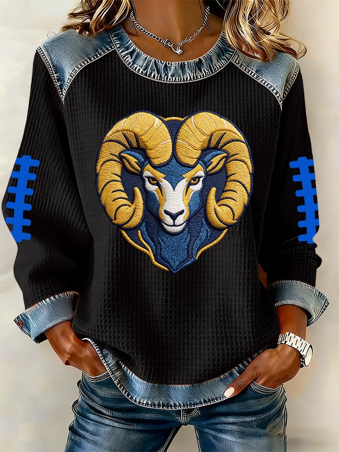 Women's Casual Football Print Long-Sleeve Sweatshirt