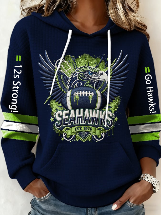 Women's Retro Football Print Hoodie