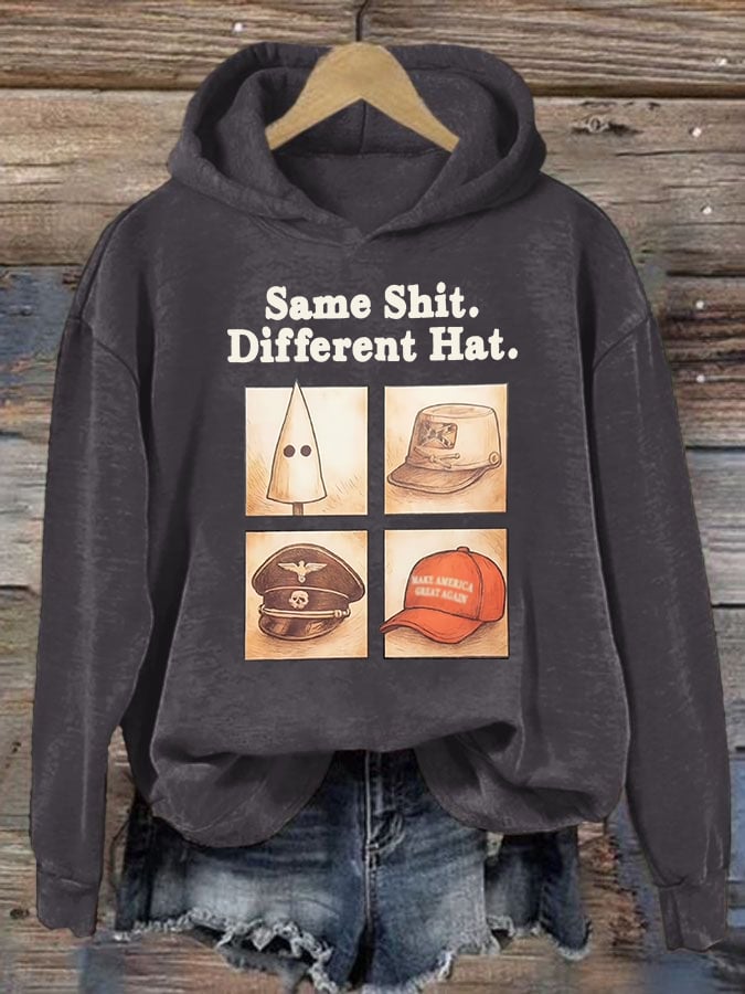 Women's Same Shit Different Hat Print Hoodie