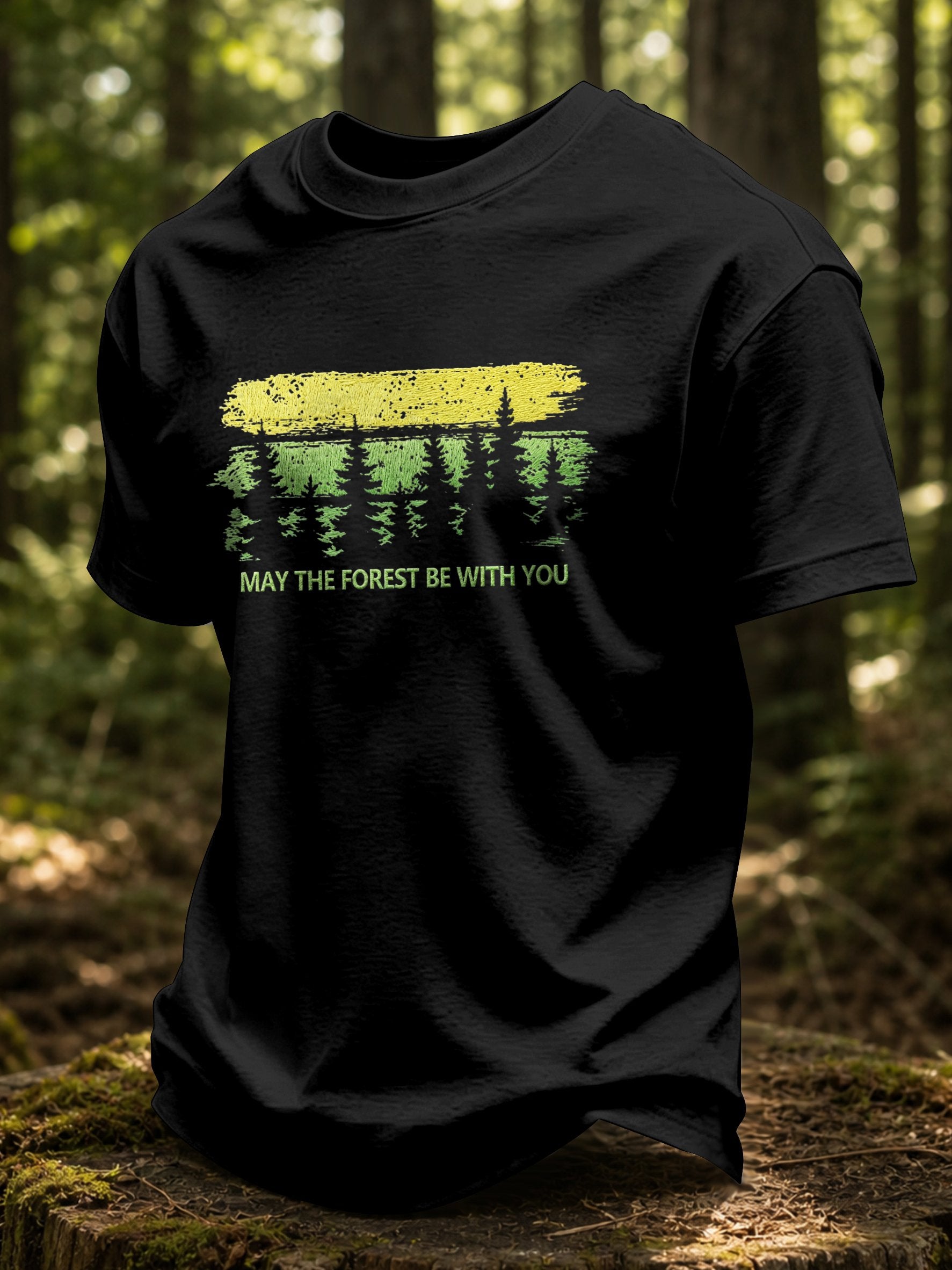 Men's May The Forest Be With You Printed Casual T-Shirt