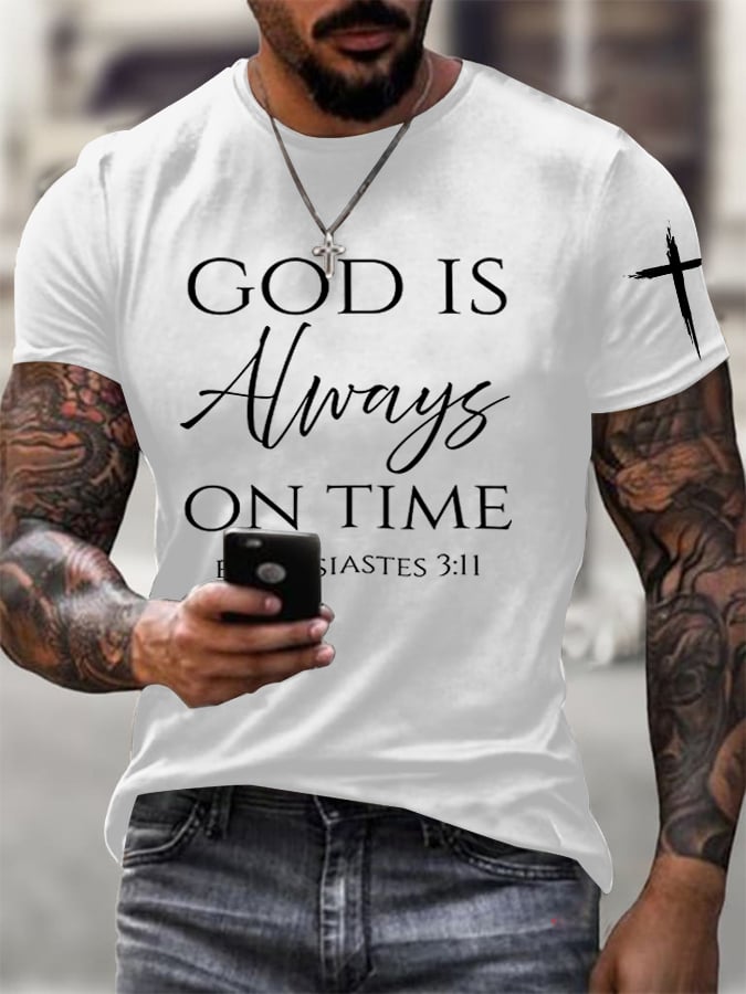 Men's God Is Always On Time Printed Shirt