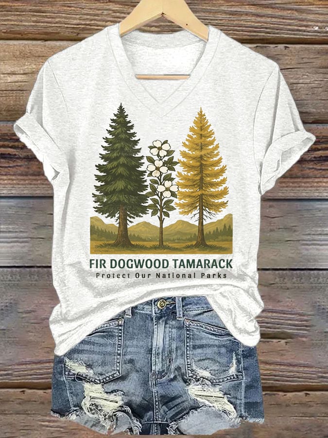 Women's National Park Print Casual T-Shirt