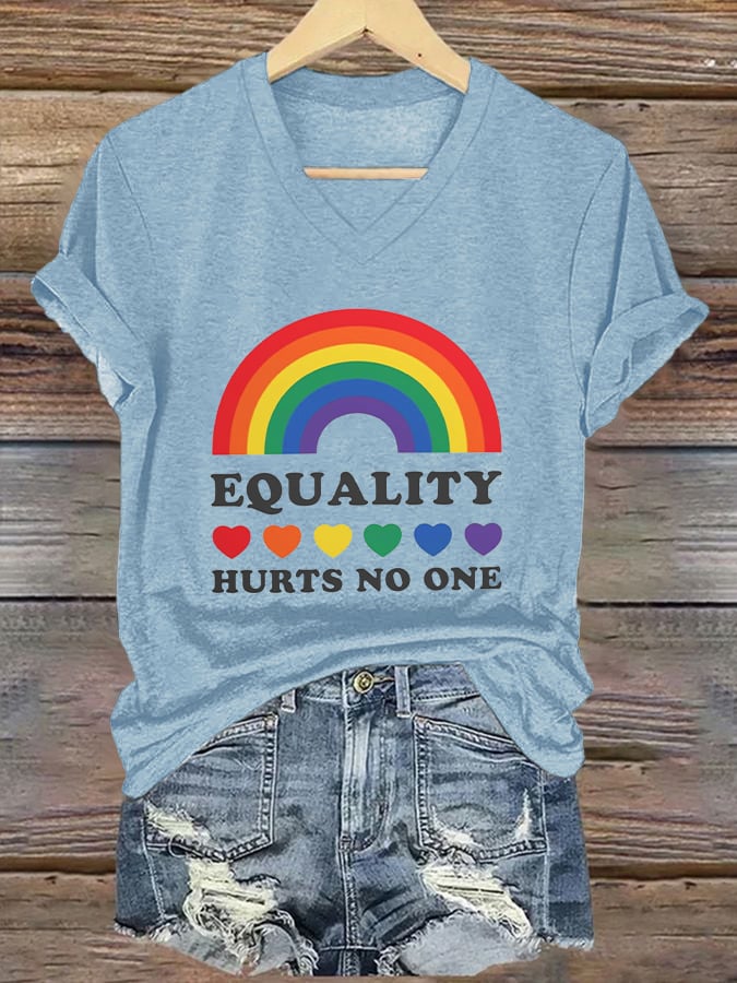 Women's Equality Hurts No One Print V-Neck T-Shirt