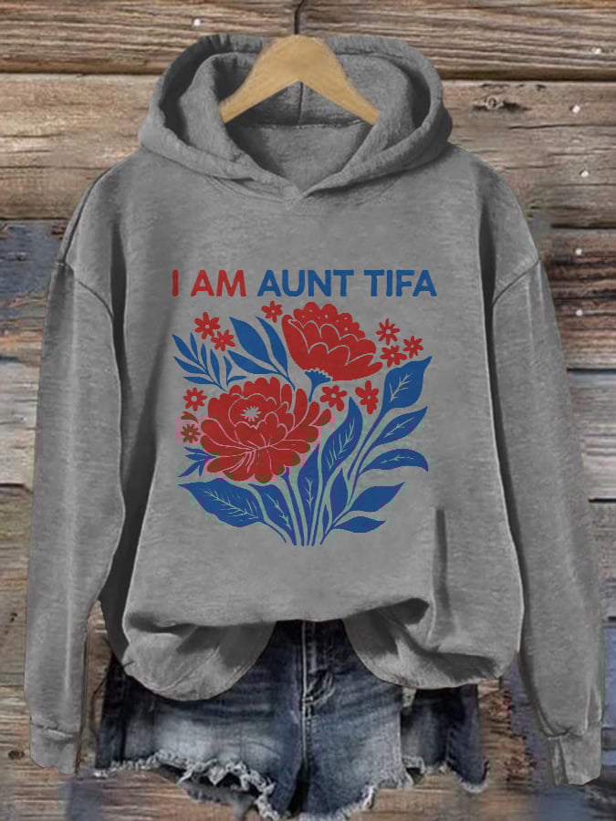 Retro I Am Aunt Tifa Print Hoodie