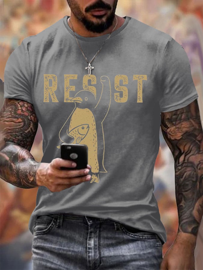 Men's Penguins Resist Tariffs Printing T Shirt