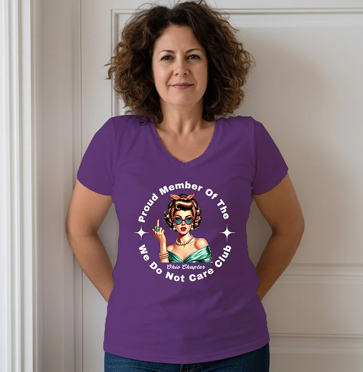 V-Neck Retro Funny Proud Member Of  We Do Not Care Menopause Perimenopause Print T-Shirt